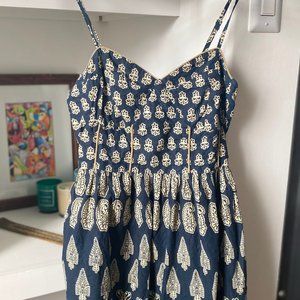 Teal and Gold A-Line Dress with heart neckline